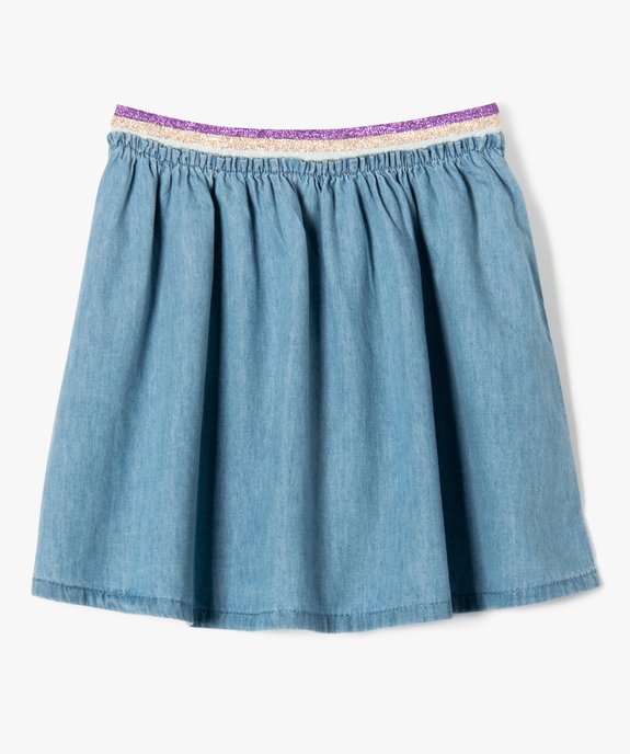 Jupe en jean à ceinture élastique pailletée fille vue1 - GEMO 4G FILLE - GEMO