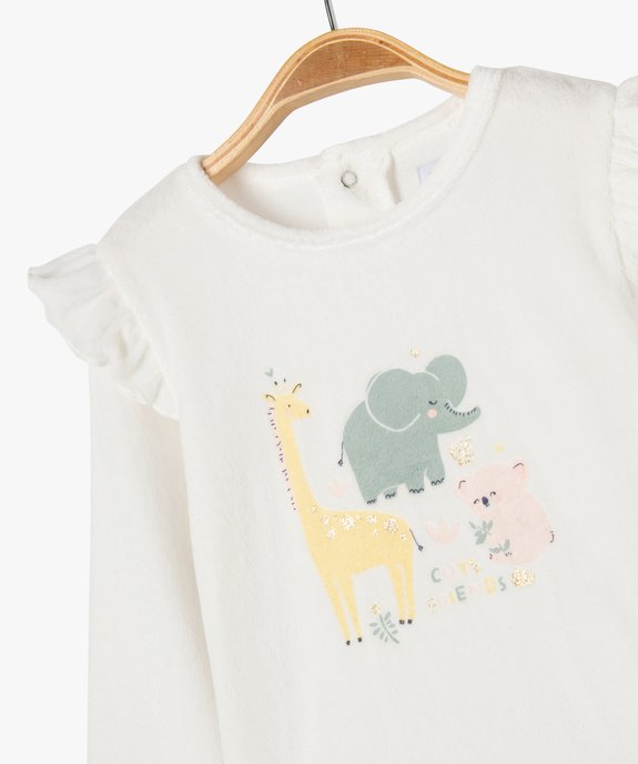 Pyjama en velours 2 pièces avec épaules volantées bébé vue2 - GEMO 4G BEBE - GEMO