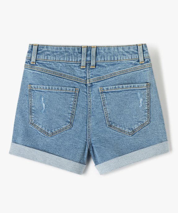 Short en jean fille taille haute en denim patiné vue4 - GEMO (JUNIOR) - GEMO