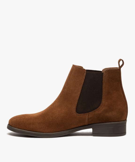 Boots femme à talon plat unis en cuir style Chelsea vue3 - VALENTINA BALDANO - GEMO