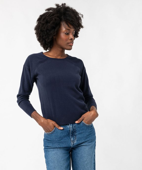 Pull fin à col rond finitions roulottée femme vue2 - GEMO(FEMME PAP) - GEMO