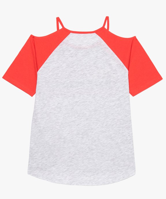 Tee-shirt fille à épaules dénudées et manches raglan vue2 - GEMO (JUNIOR) - GEMO