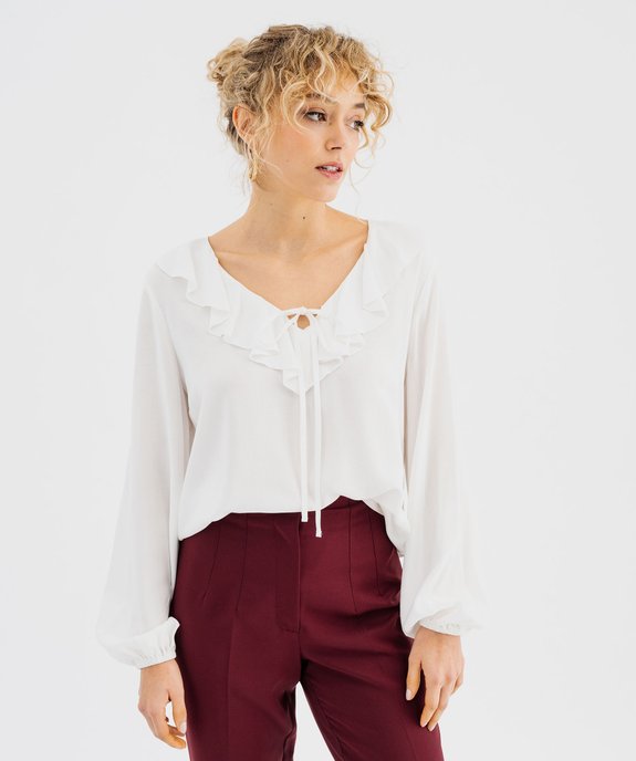 Blouse ample avec volant sur le col femme vue1 - GEMO(FEMME PAP) - GEMO