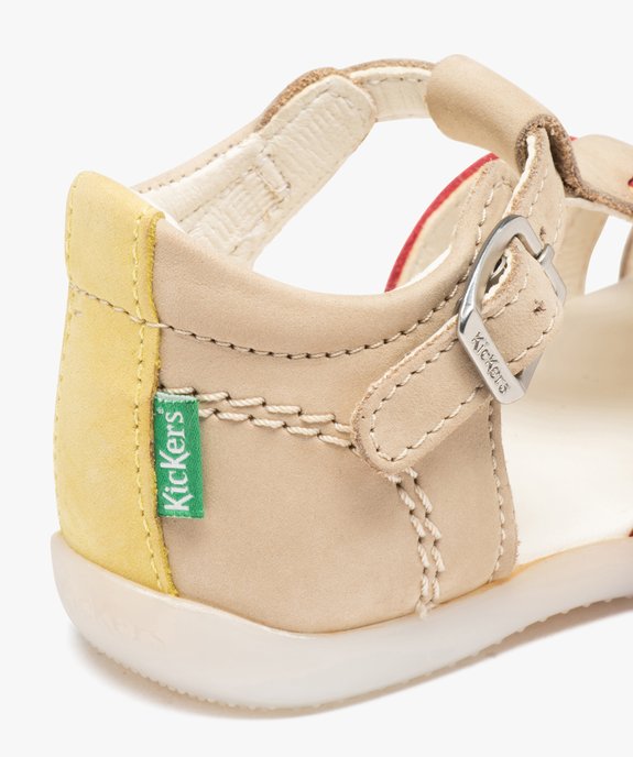 Chaussures premiers pas bébé fille sandales en cuir uni trois boucles - Kickers vue6 - KICKERS - GEMO