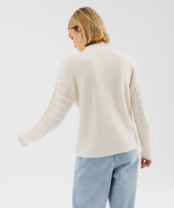 Pull en maille fantaisie ajourée finitions roulottées femme vue3 - GEMO(FEMME PAP) - GEMO