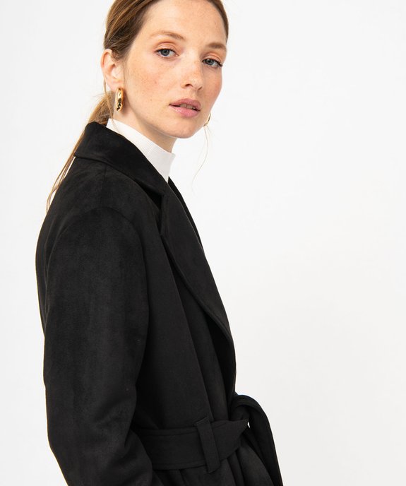 Manteau trench en suédine avec ceinture femme vue2 - GEMO 4G FEMME - GEMO