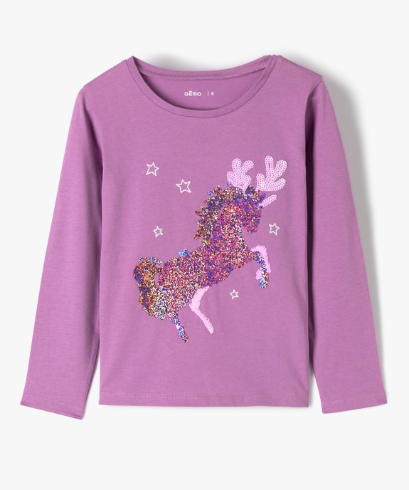 Tee-shirt fille avec motif de Noël en sequins réversibles vue1 - GEMO (ENFANT) - GEMO