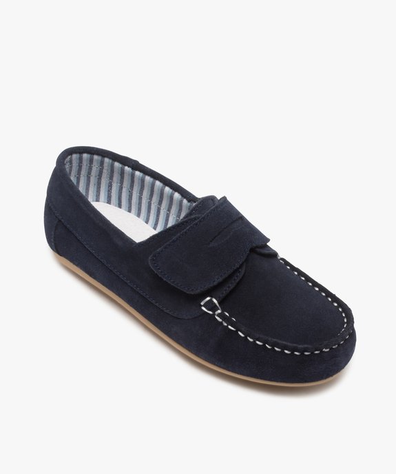 Mocassins garçon à scratch dessus cuir retourné uni vue5 - GEMO (ENFANT) - GEMO