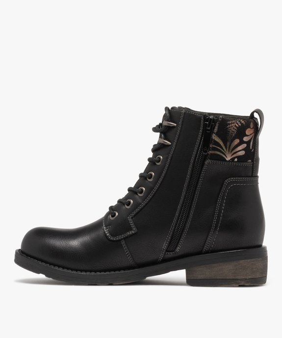 Boots femme à lacets avec col fantaisie et zip  vue4 - GEMO (CASUAL) - GEMO