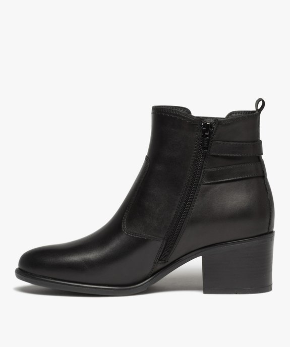 Boots à talon dessus cuir et brides femme - Tanéo vue3 - TANEO - GEMO