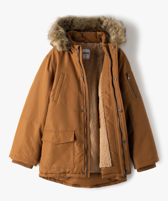 Blouson garçon matelassé avec doublure sherpa et capuche fantaisie vue3 - GEMO 4G GARCON - GEMO