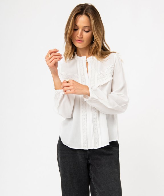 Blouse femme à manches longues avec empiècements dentelle vue2 - GEMO(FEMME PAP) - GEMO