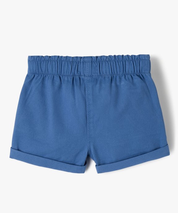 Short uni avec ceinture élastiquée bébé fille vue3 - GEMO 4G BEBE - GEMO