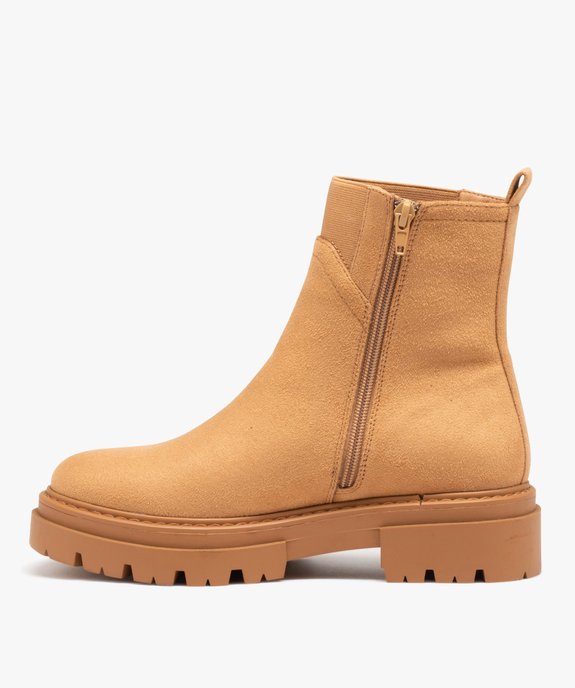 Boots en suédine, à tige élastique et semelle crantée vue3 - GEMO (CASUAL) - GEMO