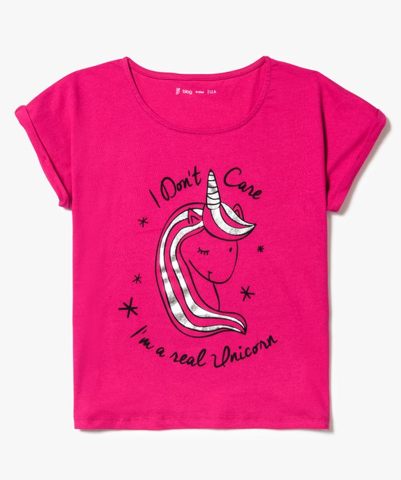 Tee-shirt manches courtes thème licorne  vue1 - GEMO (JUNIOR) - GEMO