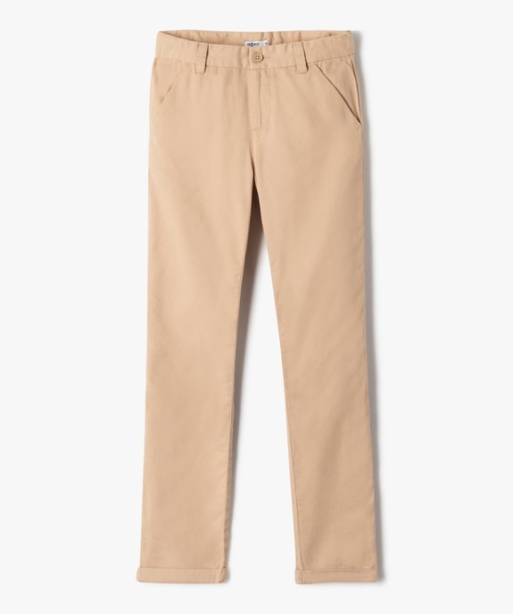 Pantalon chino en coton à revers garçon vue1 - GEMO 4G GARCON - GEMO