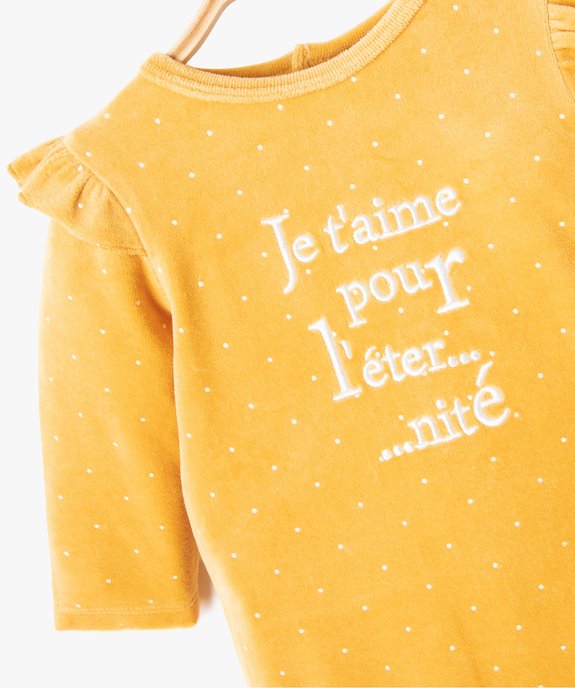 Pyjama bébé en velours imprimé pois et volant vue2 - GEMO(BB COUCHE) - GEMO