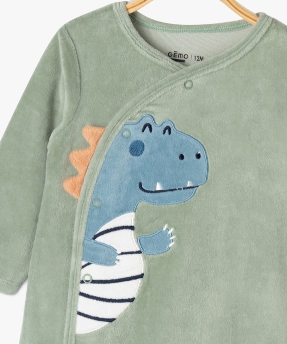 Pyjama en velours ouverture devant à motif dinosaure bébé garçon vue2 - GEMO 4G BEBE - GEMO