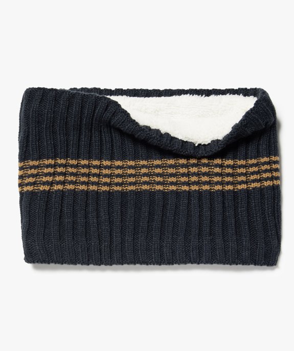 Snood garçon en grosse maille rayée à doublure sherpa vue1 - GEMO (ENFANT) - GEMO