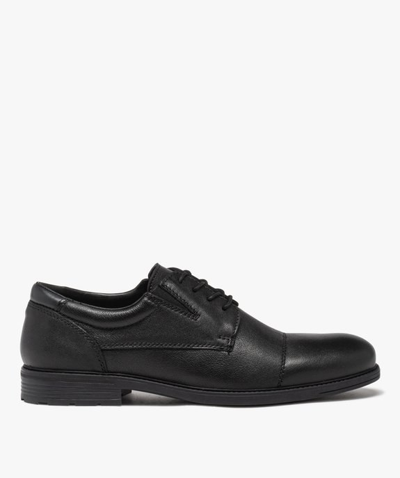 Derbies homme confort unis dessus en cuir à lacets vue1 - GEMO (CONFORT) - GEMO