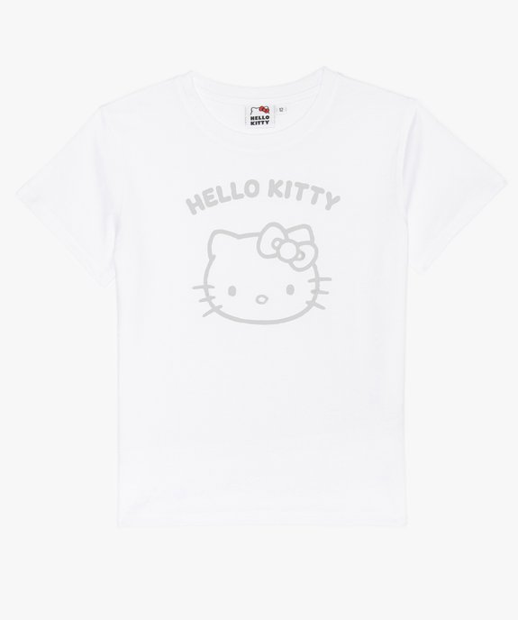 Tee-shirt fille à manches courtes et coupe large - Hello Kitty à motif brillant vue1 - HELLO KITTY - GEMO