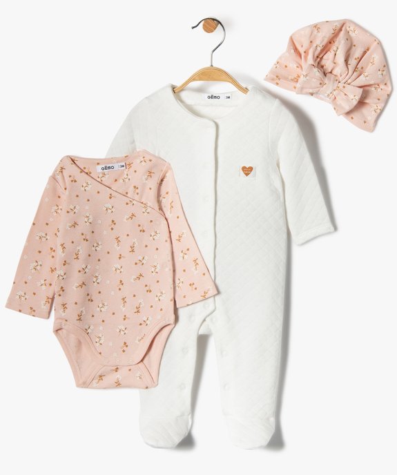 Ensemble layette fille 3 pièces vue1 - GEMO(BB COUCHE) - GEMO