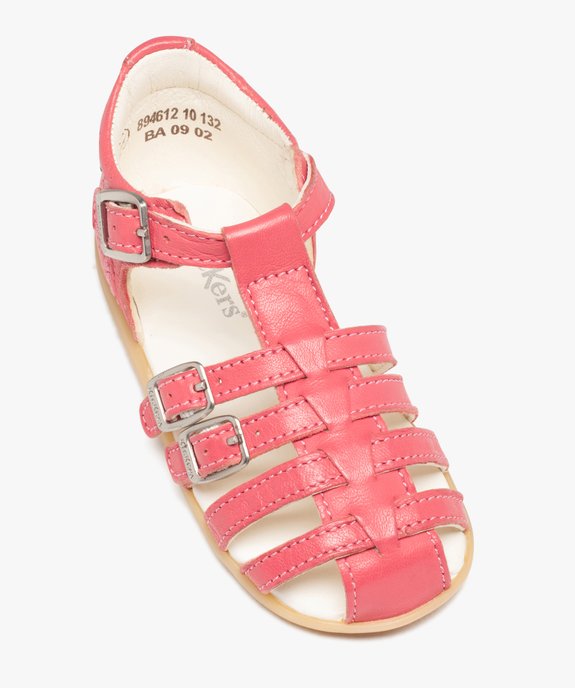 Sandales bébé fille en cuir uni avec brides à boucle - Kickers vue5 - KICKERS - GEMO