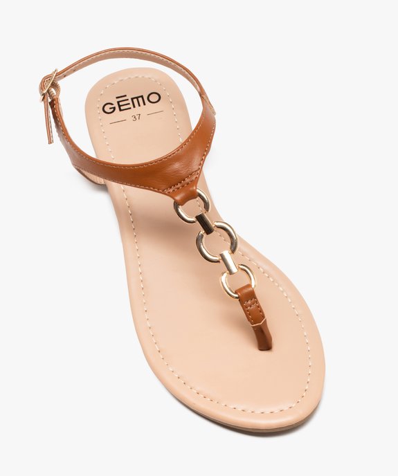 Sandales femme plates à entre-doigts avec chaîne métallisée fantaisie vue5 - GEMO (CASUAL) - GEMO