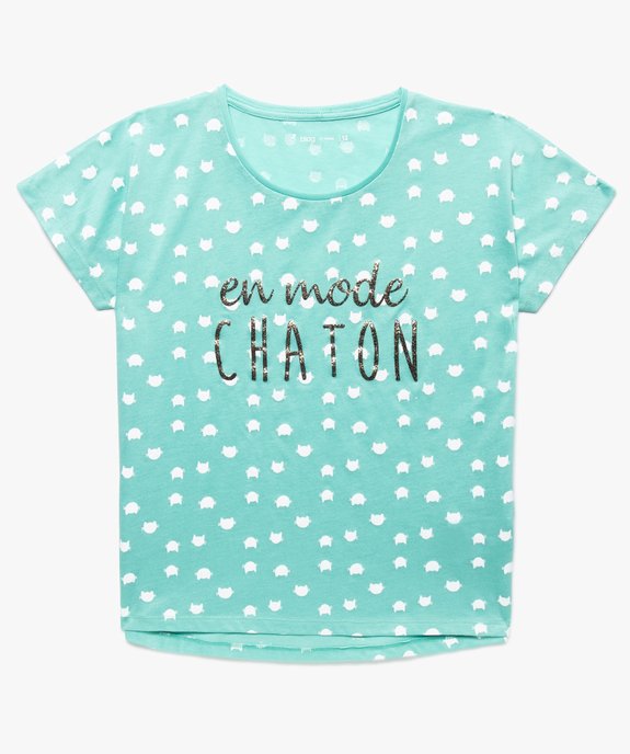 Tee-shirt fille ample imprimé avec dos rallongé et arrondi vue1 - GEMO (JUNIOR) - GEMO