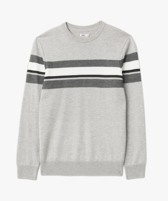 Pull en maille fine à bandes texturées homme vue4 - GEMO (HOMME) - GEMO