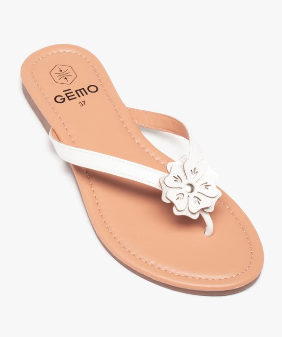 Tongs femme à petit talon plat et fleur sur l’entre-doigts vue5 - GEMO (CASUAL) - GEMO