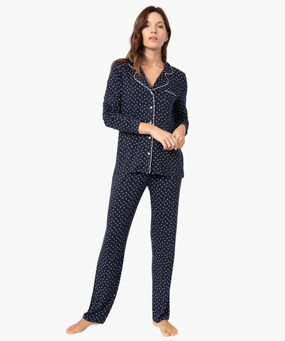 Pyjama deux pièces femme : chemise et pantalon vue1 - GEMO 4G FEMME - GEMO