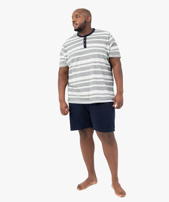 Pyjashort homme grande taille  avec haut rayé vue1 - GEMO(HOMWR HOM) - GEMO