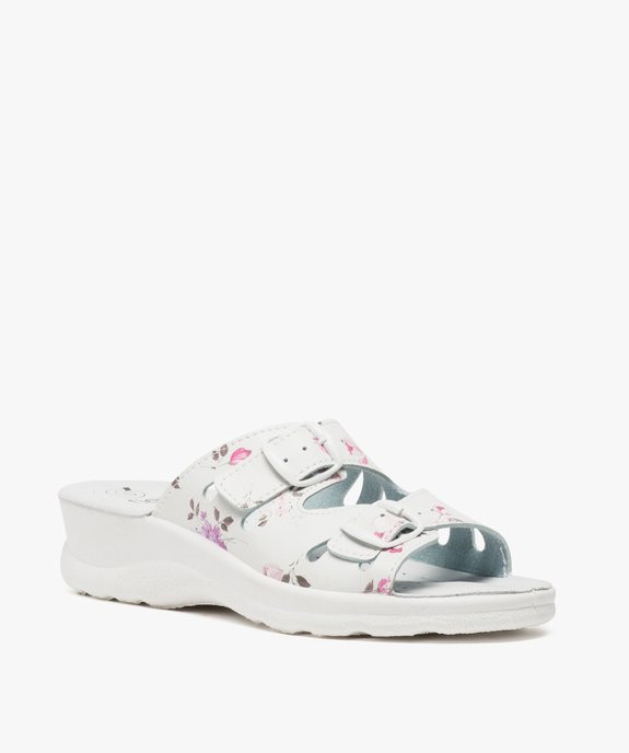 Mules femme confort à talon compensé et motif floral vue2 - G'FLEX - GEMO