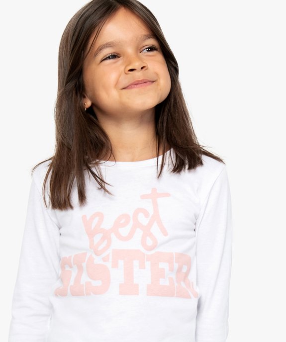 Tee-shirt fille avec inscription « Best sister » -  Collection Fratrie vue1 - GEMO (ENFANT) - GEMO