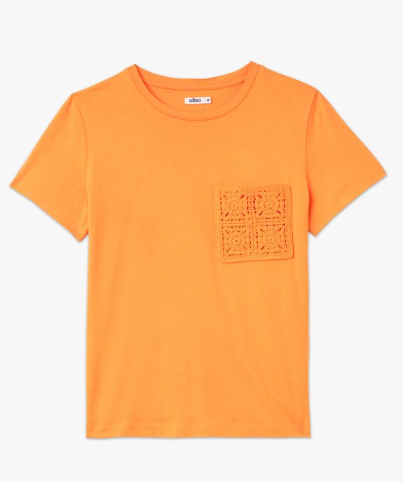 Tee-shirt manches courtes en modal à poche crochetée femme vue4 - GEMO 4G FEMME - GEMO