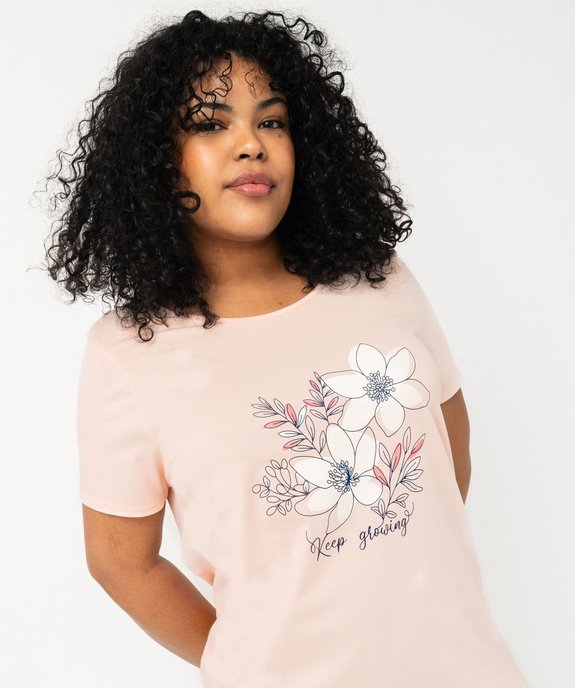 Chemise de nuit à manches courtes avec motifs femme grande taille vue2 - GEMO 4G FEMME - GEMO