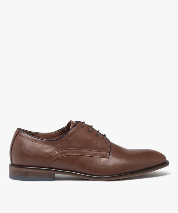 Derbies unis en cuir imitation homme vue1 - GEMO(URBAIN) - GEMO