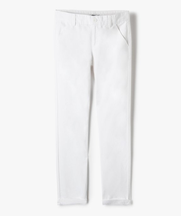 Pantalon chino en coton à revers garçon vue1 - GEMO 4G GARCON - GEMO