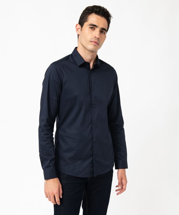 Chemise unie coupe slim en coton stretch homme vue1 - GEMO 4G HOMME - GEMO