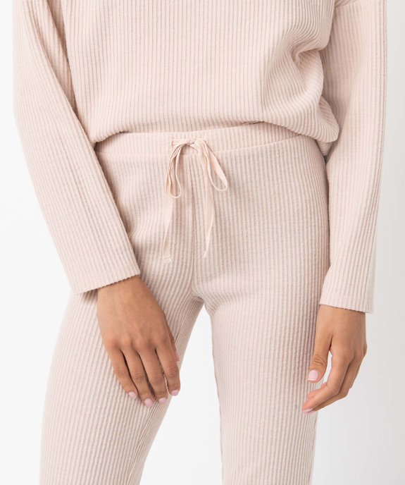 Pantalon de pyjama femme en maille côtelée vue2 - GEMO(HOMWR FEM) - GEMO