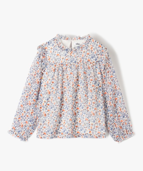 Blouse fille  en voile imprimé à manches longues et volants vue1 - GEMO (ENFANT) - GEMO