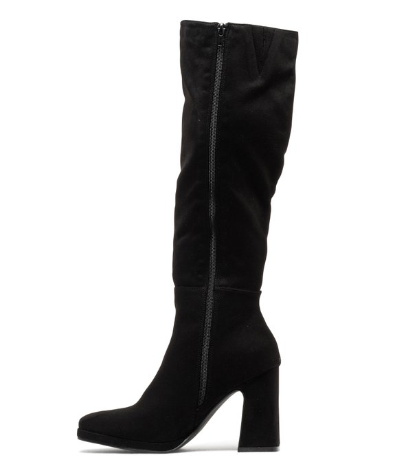 Bottes à talon et bout carré en suédine femme vue3 - SANS MARQUE - GEMO