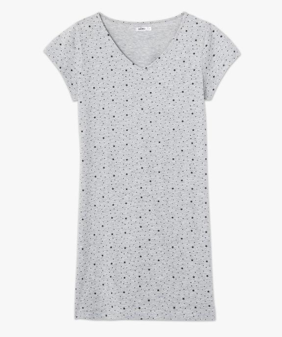 Chemise de nuit imprimée à manches courtes femme vue4 - GEMO 4G FEMME - GEMO