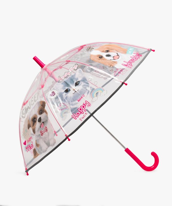 Parapluie transparent avec motifs chiens et chats fille vue1 - GEMO (ACCESS) - GEMO