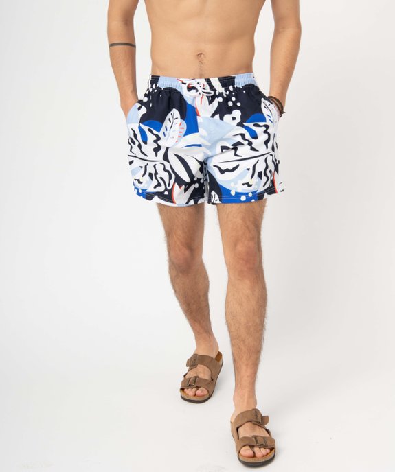 Short de bain homme imprimé avec slip filet intégré vue2 - GEMO (PLAGE) - GEMO