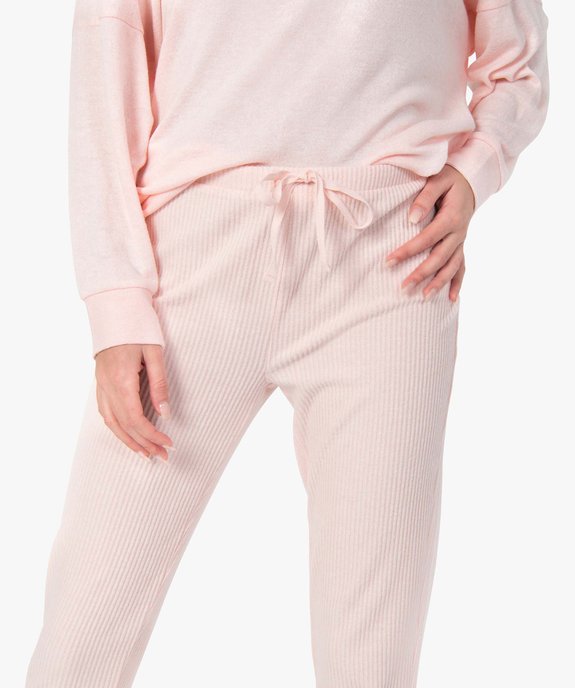 Pantalon de pyjama femme en maille côtelée vue2 - GEMO(HOMWR FEM) - GEMO