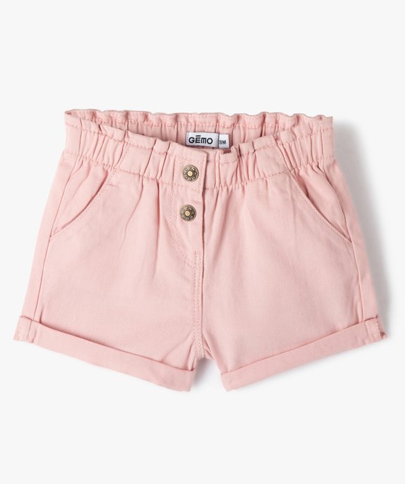 Short uni avec ceinture élastiquée bébé fille vue1 - GEMO 4G BEBE - GEMO