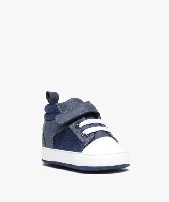 Chaussons de naissance bébé garçon en toile façon denim vue2 - GEMO 4G BEBE - GEMO