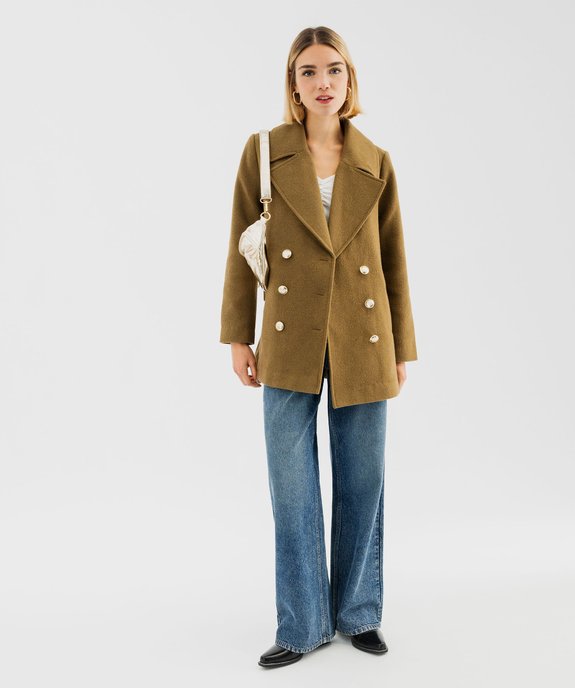 Manteau caban en laine à double boutonnage doré femme vue5 - GEMO(FEMME PAP) - GEMO